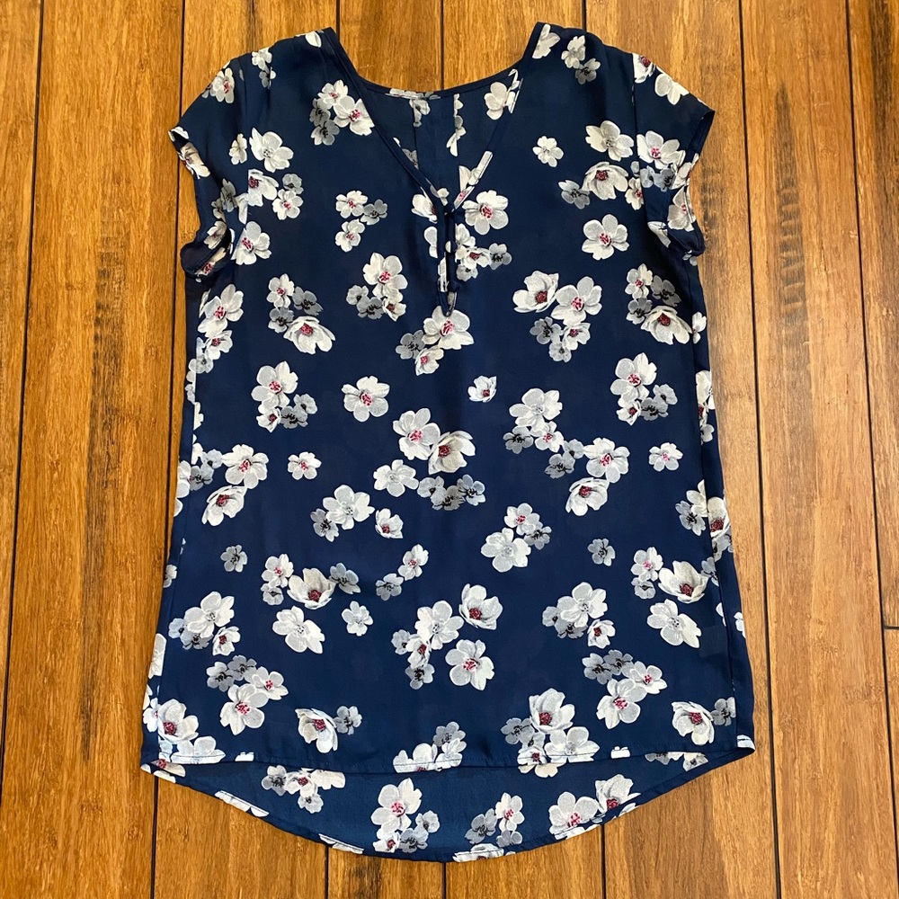 Stitch fix navy floral blouse